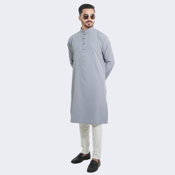 অ্যাশ কালার প্রিমিয়াম মাইক্রোস্টিজ সলিড পাঞ্জাবি