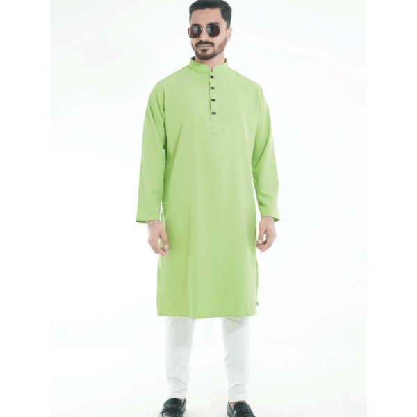 লেমন কালার প্রিমিয়াম মাইক্রোস্টিজ সলিড পাঞ্জাবি