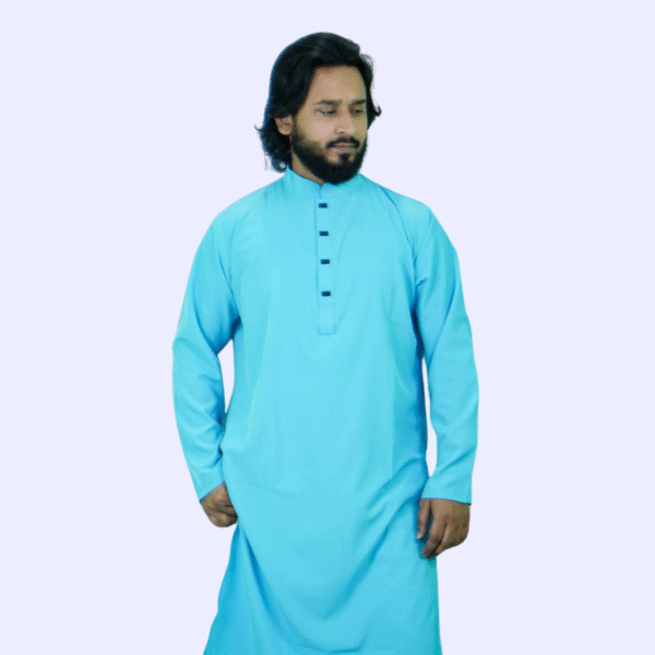 স্কাই ব্লু কালার প্রিমিয়াম মাইক্রোস্টিজ সলিড পাঞ্জাবি