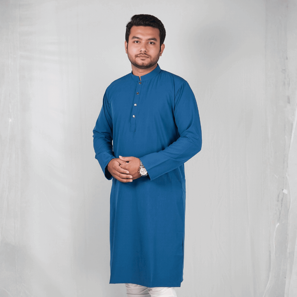 Solid Panjabi Petrol Blue Color - New পেট্রোল ব্লু কালার অরিজিনাল প্রিমিয়াম চায়না ফেব্রিকের সলিড পাঞ্জাবি - Image 1