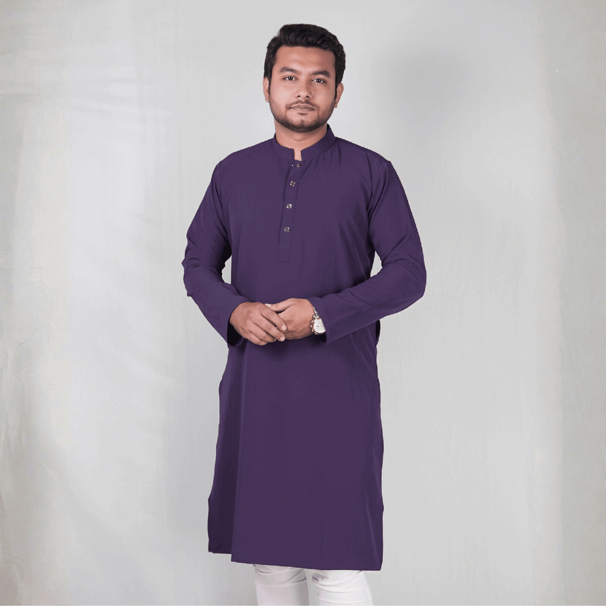 Solid Panjabi Purple Color - New পার্পেল কালার অরিজিনাল প্রিমিয়াম চায়না ফেব্রিকের সলিড পাঞ্জাবি - Image 1