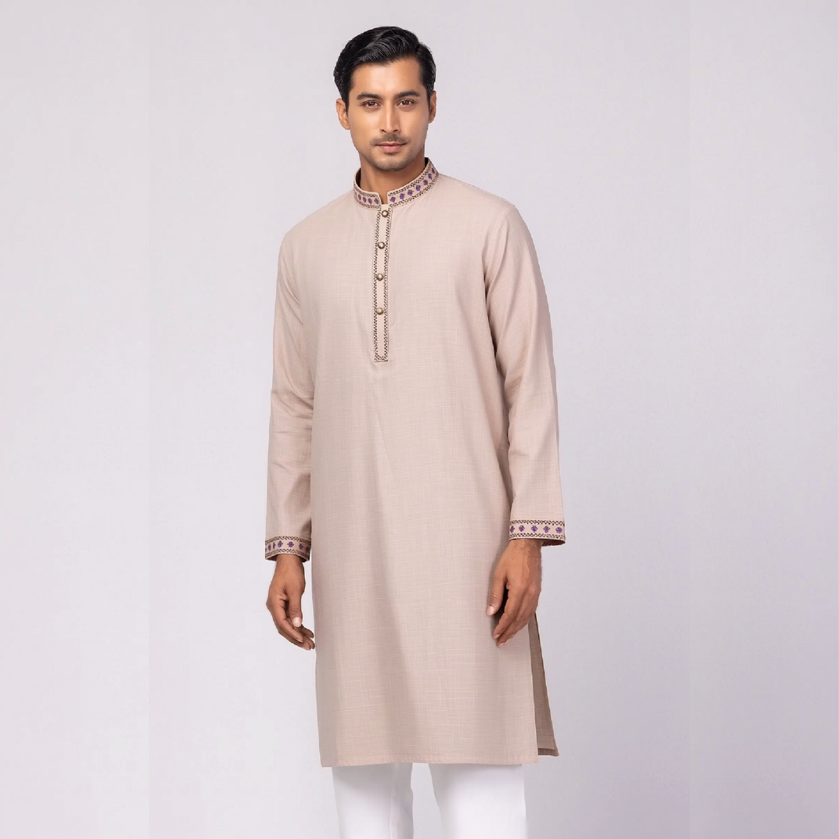 6.png বিস্কুট কালার - আল্ট্রা ফাইন কটন পাঞ্জাবি - Image 1